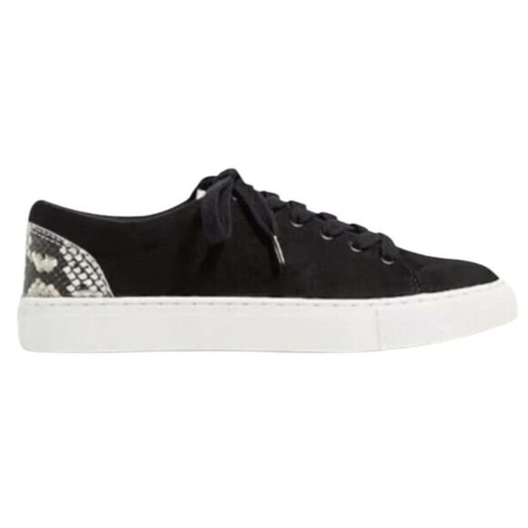 J Crew Road Trip Faux-Suede Sneakers with Snake‎ Trim Womens Size 7 Black - Picture 3 of 9